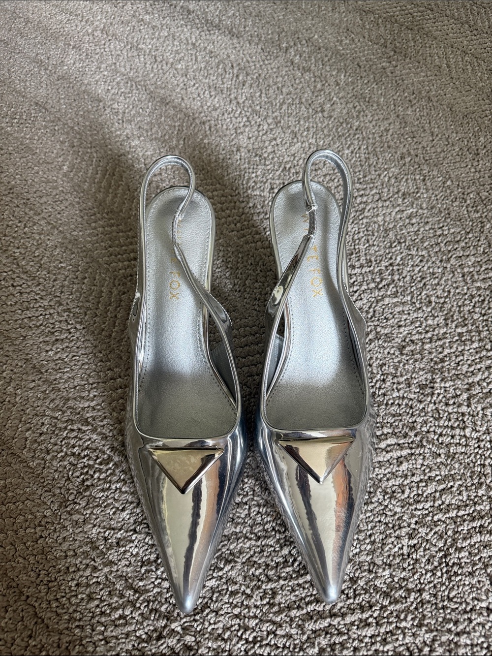 White Fox Boutique Silver Pointed Slingback Heels